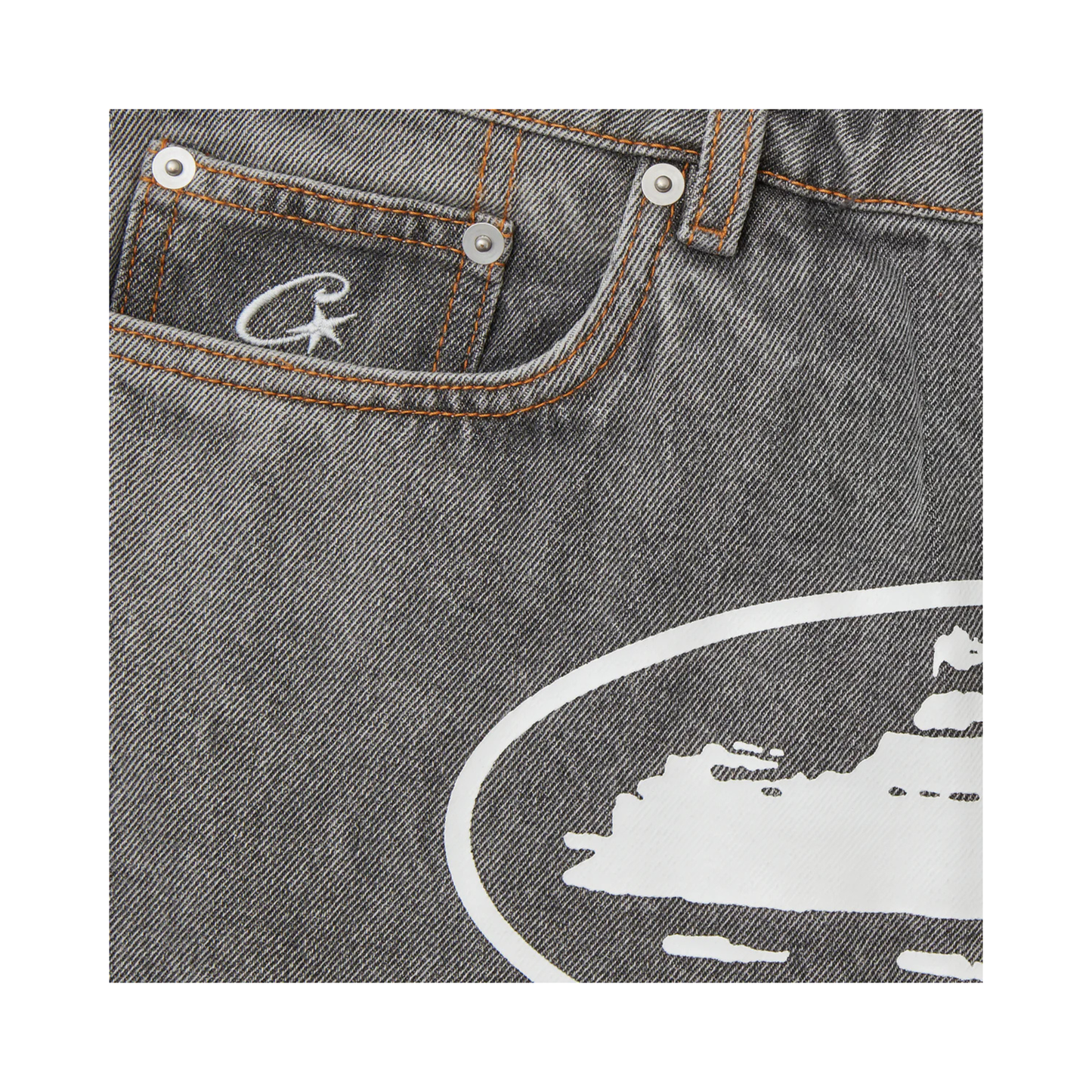 Corteiz Alcatraz Denim Shorts Grey