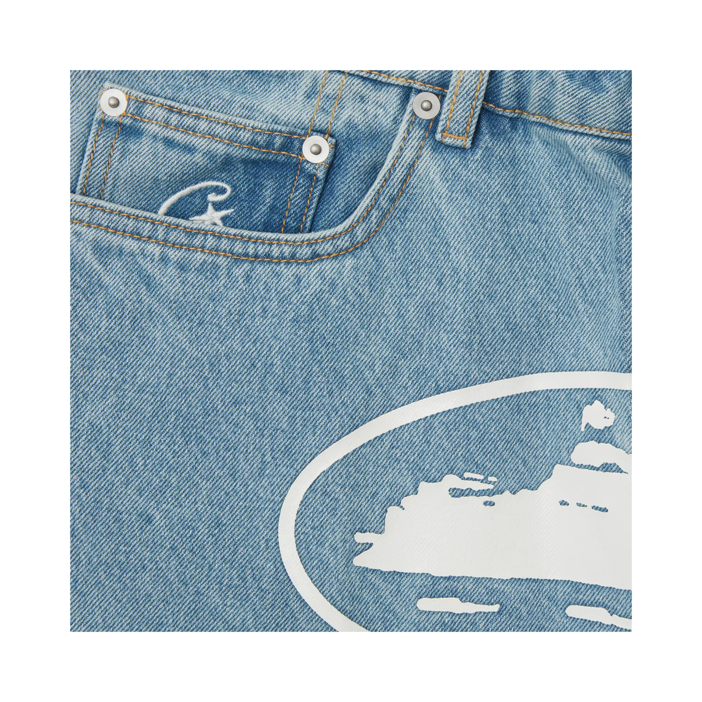 Corteiz Alcatraz Denim Shorts Blue