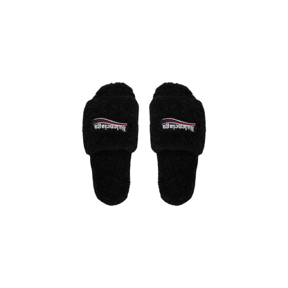 Balenciaga Furry Slide - Jet Black