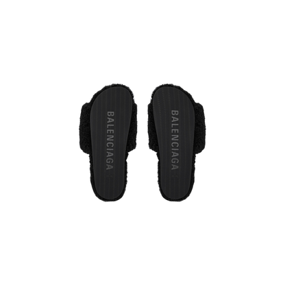 Balenciaga Furry Slide - Jet Black