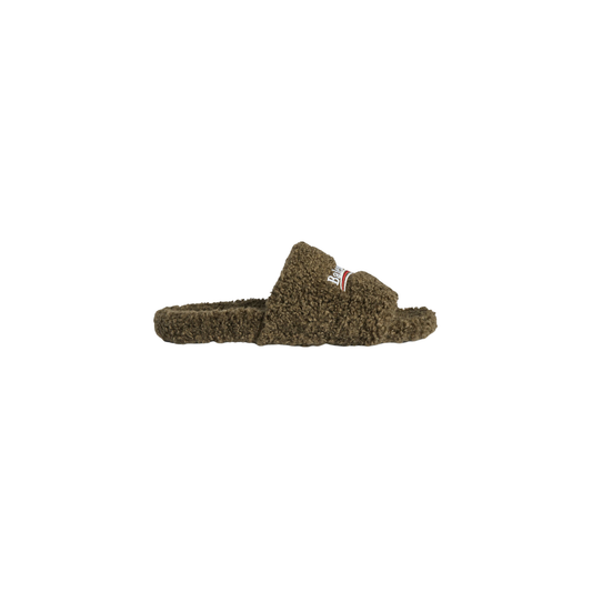 Balenciaga Furry Slide - Olive