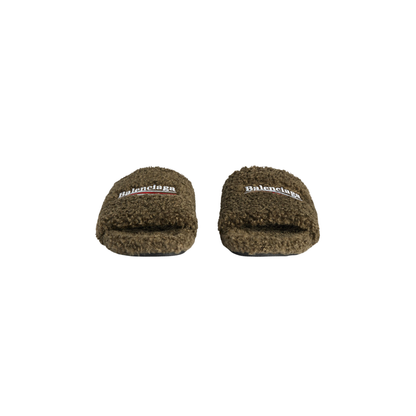 Balenciaga Furry Slide - Olive