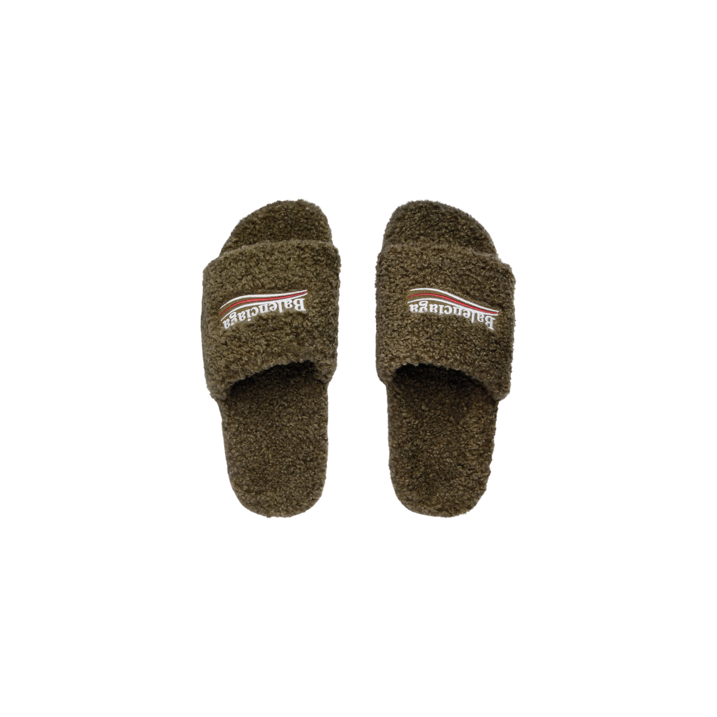Balenciaga Furry Slide - Olive