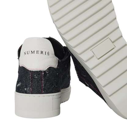 Numeris Distressed Denim Low-Top Sneakers - Indigo/Pink