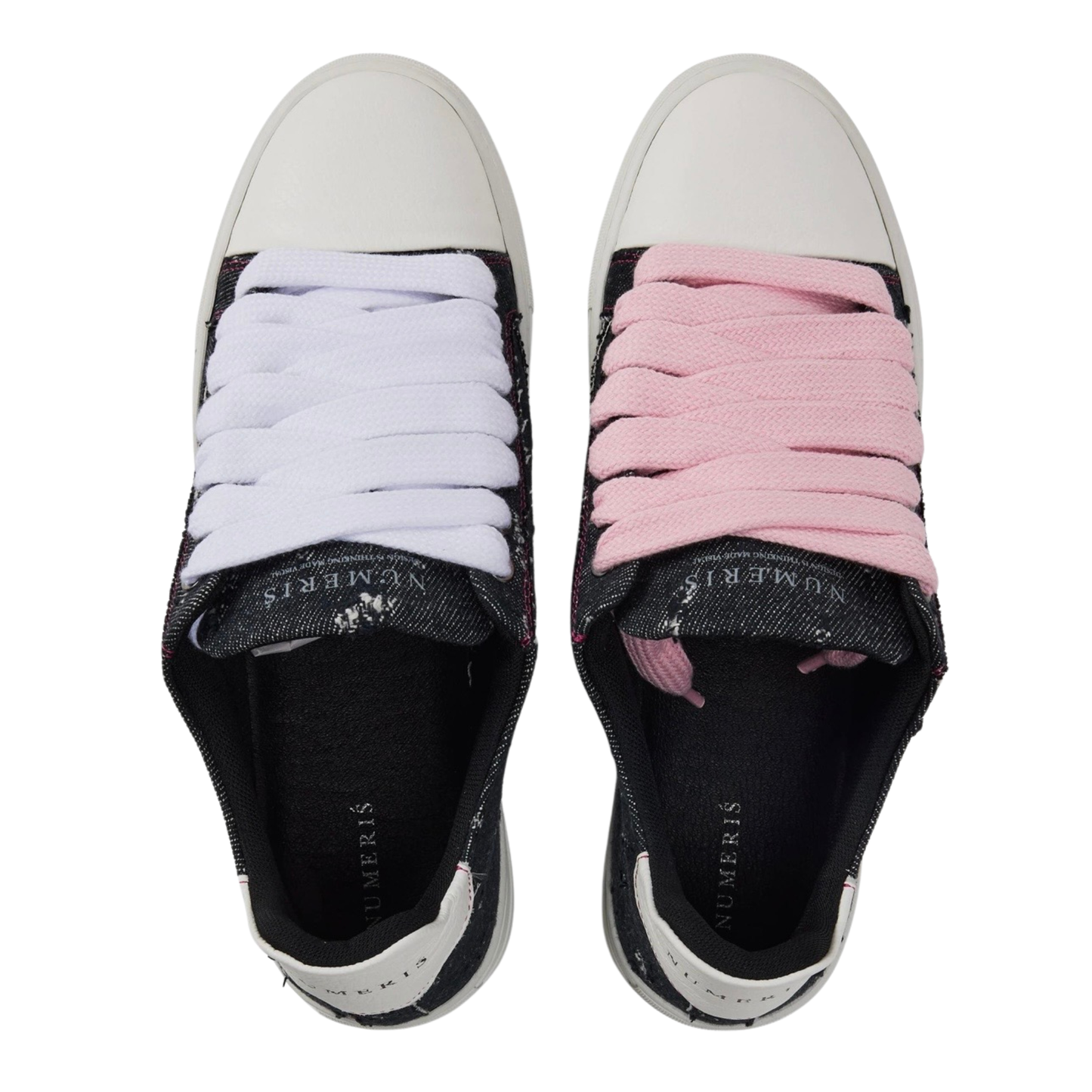 Numeris Distressed Denim Low-Top Sneakers - Indigo/Pink
