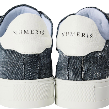 Numeris Washed Denim Low-Top Sneakers - Grey/White