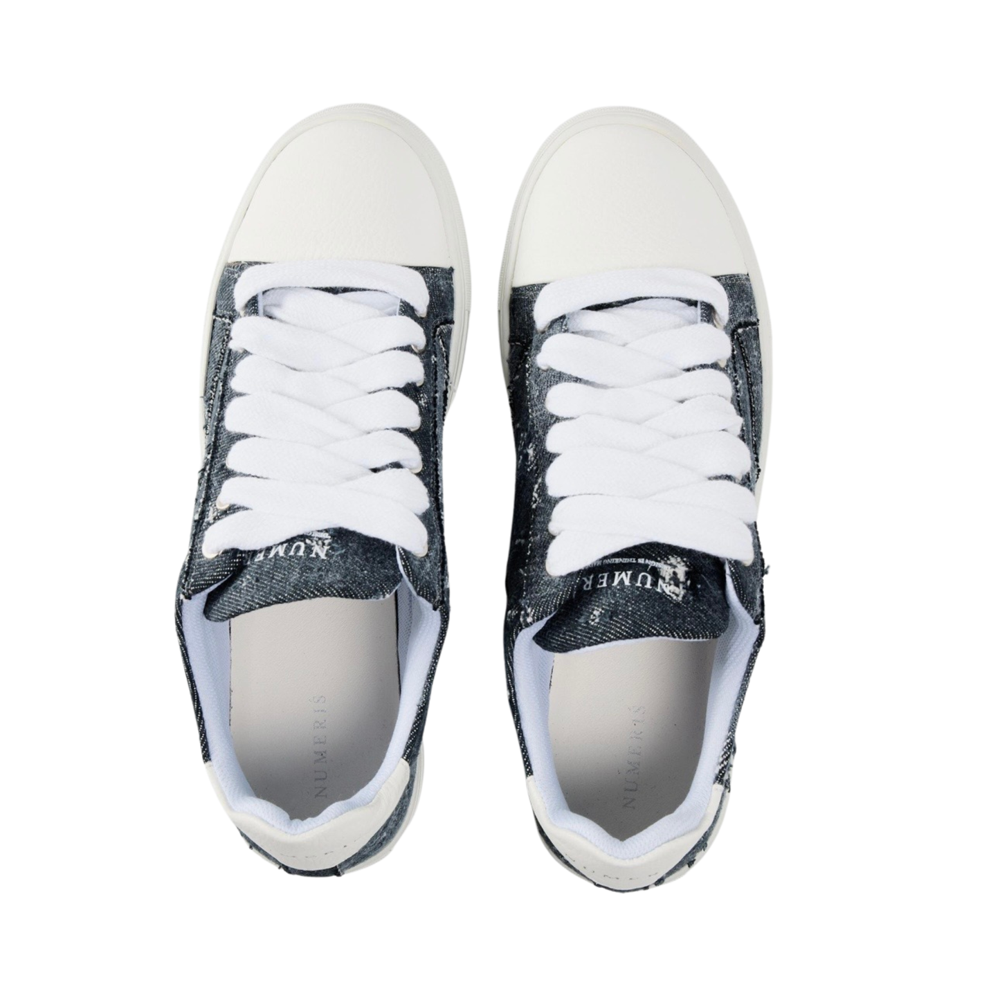 Numeris Washed Denim Low-Top Sneakers - Grey/White