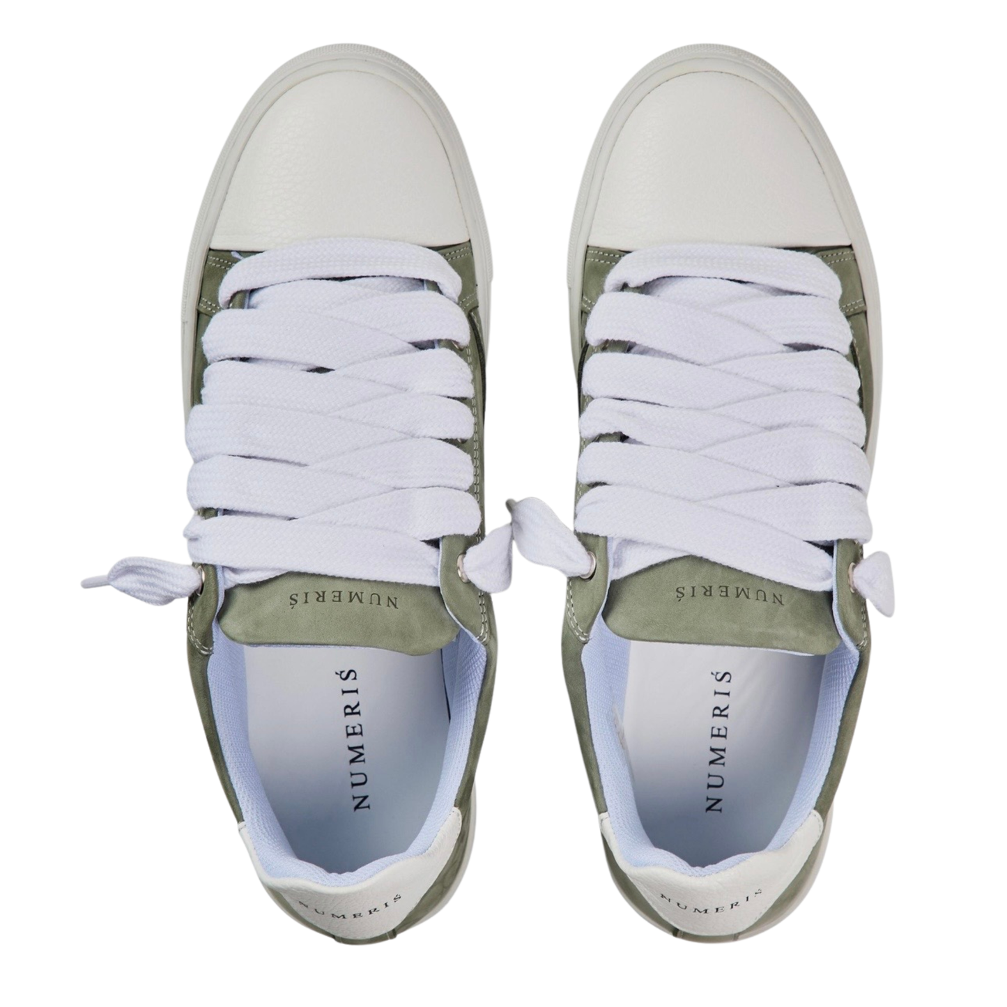 Numeris Suede Nubuck Low-Top Sneakers - Sage Green/White