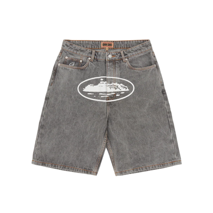 Corteiz Alcatraz Denim Shorts Grey