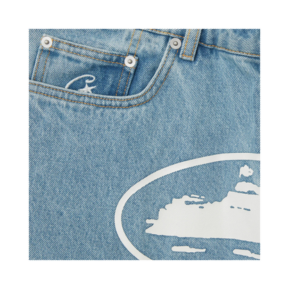 Corteiz Alcatraz Denim Shorts Blue